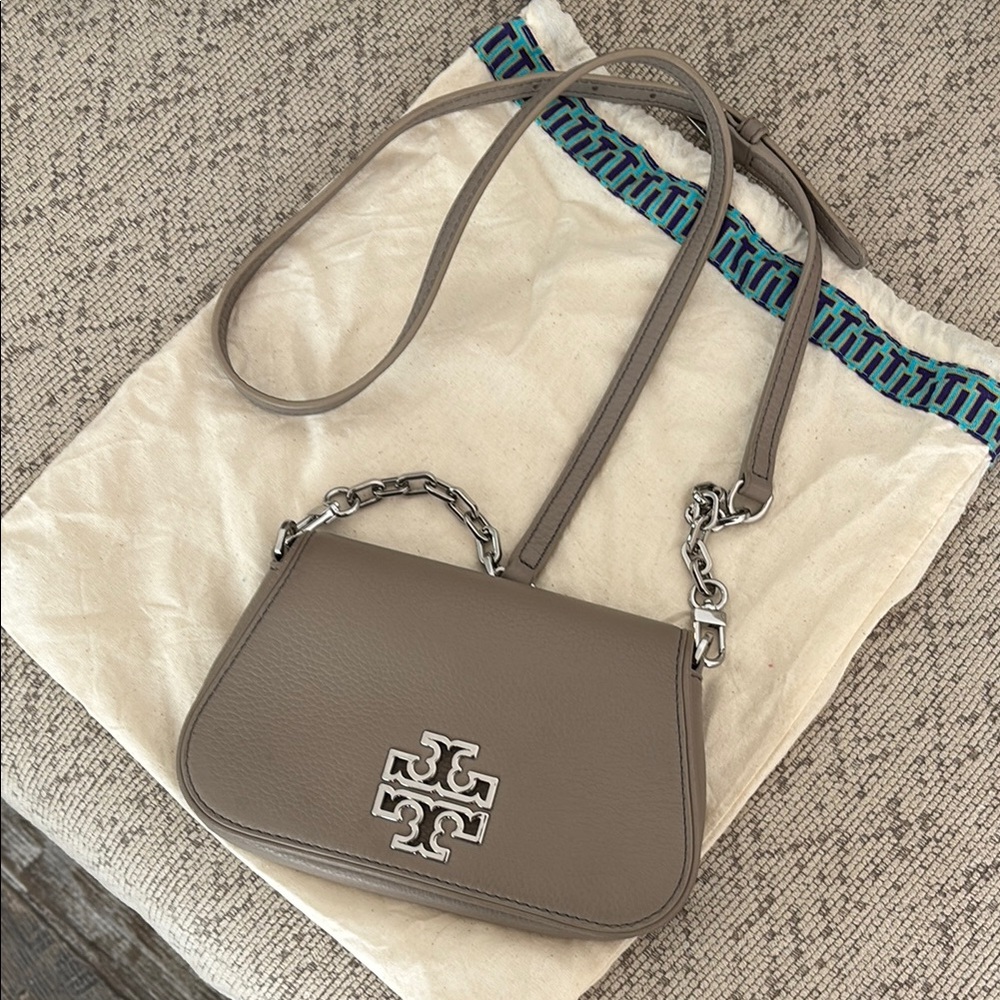 Tory Burch Taupe Leather Crossbody Bag